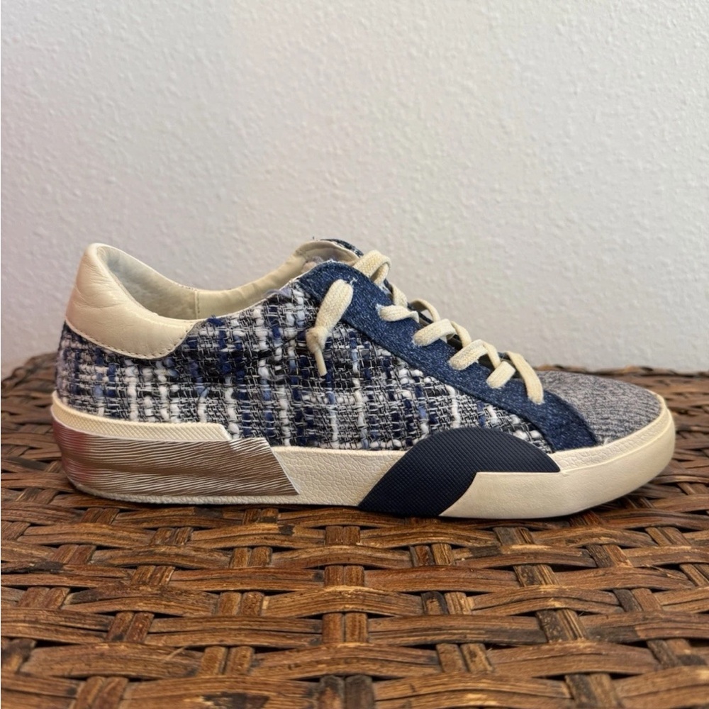 Dolce Vita Womens Zina Woven Lace Up Sneaker Size 7.5 Blue Silver Slip On - Picture 4 of 8